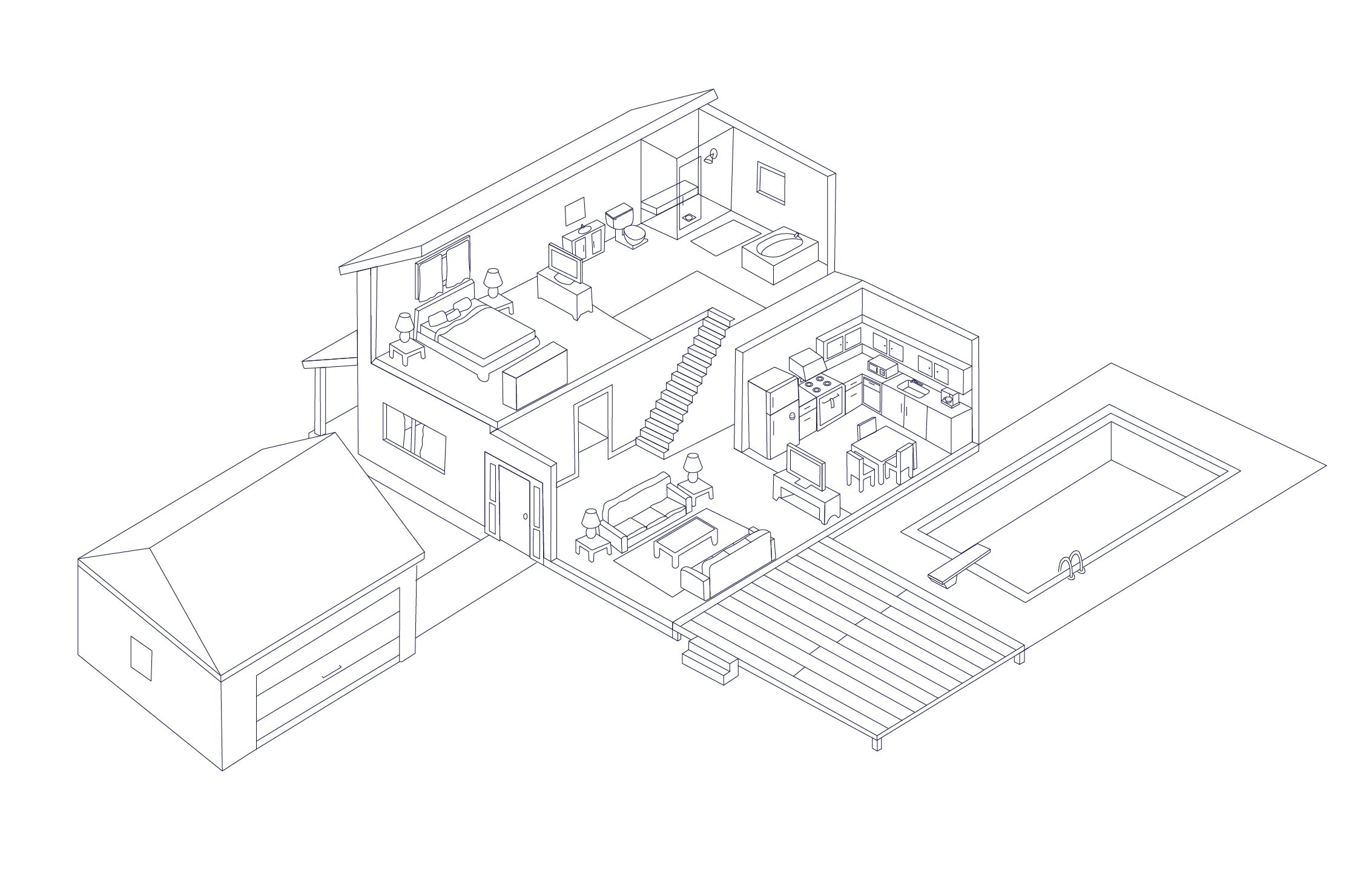 House illustration showing where i2M films are used