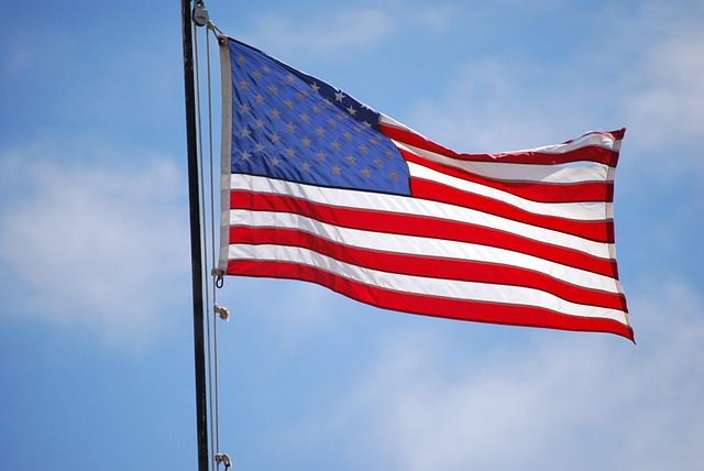 American flag in the wind