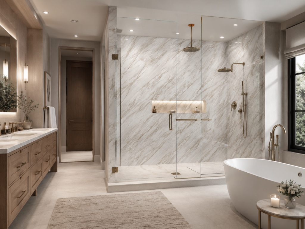 i2M decorative films in shower wall panel